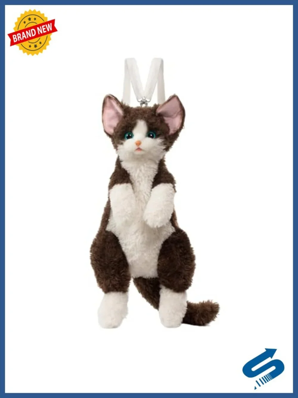 Realistic Devon Rex Cat Plush Backpack, Adjustable Straps, Soft Stuffed Animal